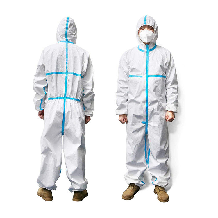 Elastic Wrist Medical Coverall Suit , Wateproof Disposable Protective Coverall supplier