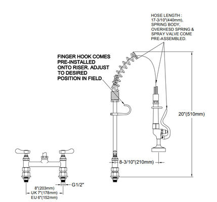 Brass Bar Mini 5.38LPM Pre Rinse Unit supplier